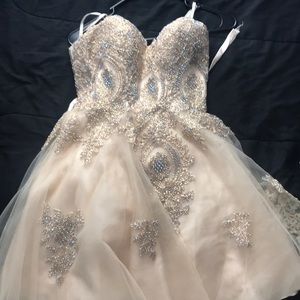 Fiesta Fashion Champagne Studded Strapless Dress